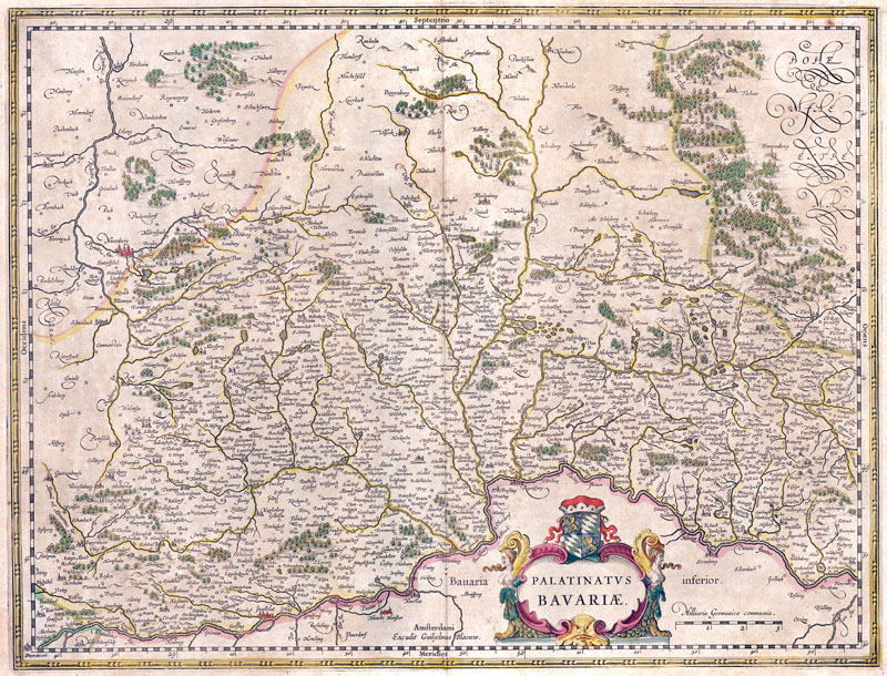 oude kaart duitsland Bavaria Beieren Zuid Duitsland 1645 Willem Blaeu   Oude 