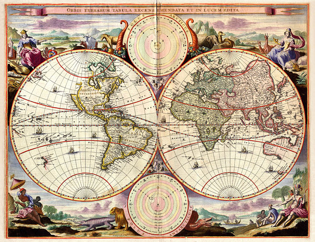 Wereldkaart 1680 Stoopendaal