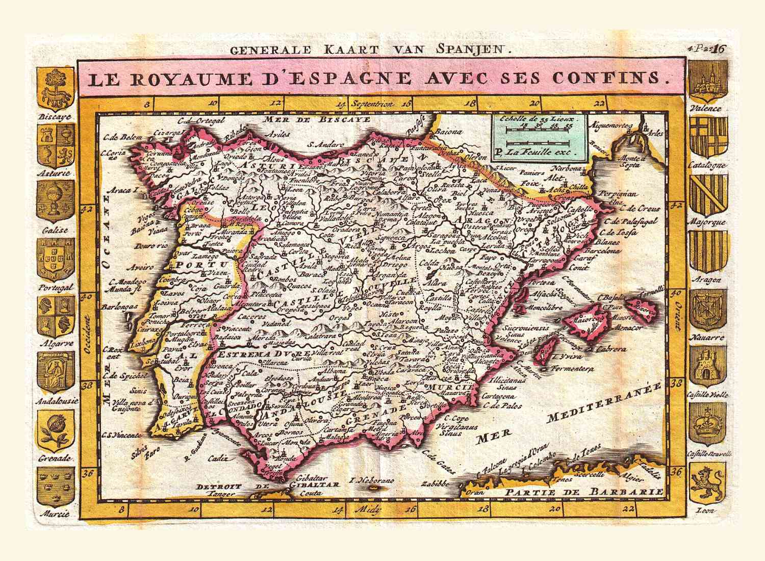 Spanje en Portugal 1747 De la Feuille