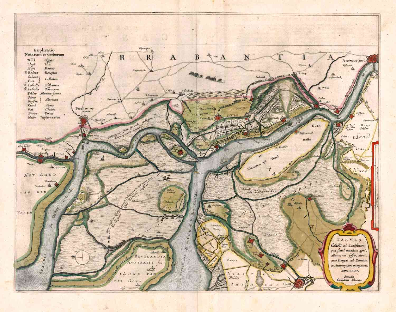 Zandvliet, Ooster- en Westerschelde 1645 Blaeu